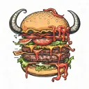 devil hamburger tattoo design idea