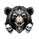 Viking tribal inspired design featuring bear and skulls tattoo design idea