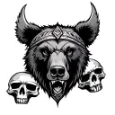 Viking tribal inspired design featuring bear and skulls tattoo design idea