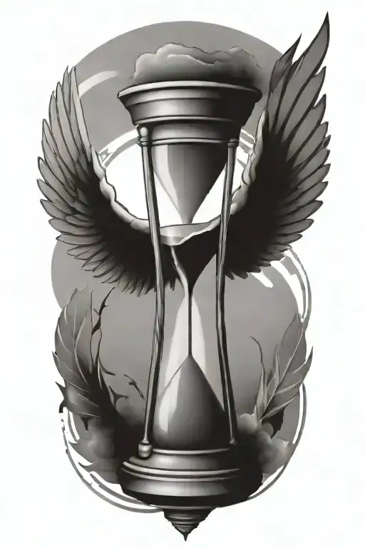 hourglass with wings tattoo design idea