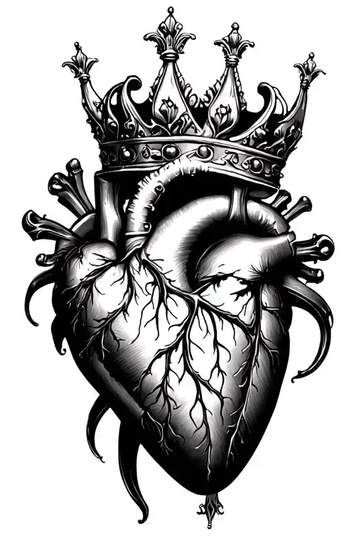 Black queen heart tattoo design idea