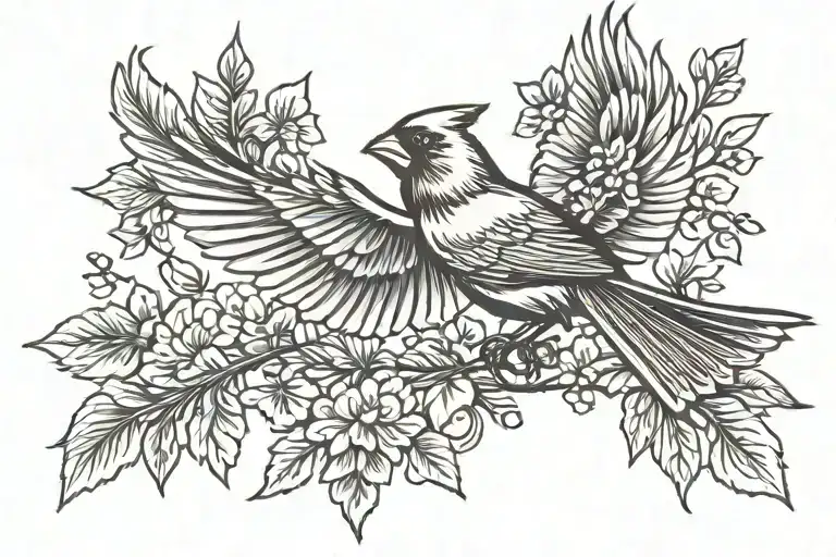 cardinal flying tattoo design idea