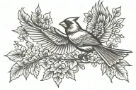 cardinal flying tattoo design idea