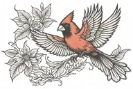 cardinal flying tattoo design idea