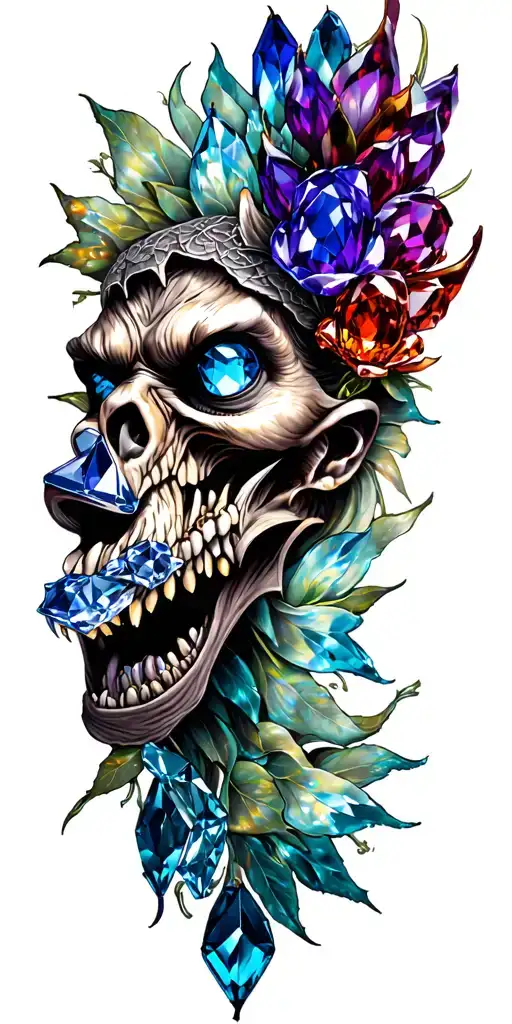 sapphire, opal, garnet, blue topaz tattoo design idea