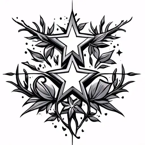 Stars 5 branch with family and infinite tattoo design idea