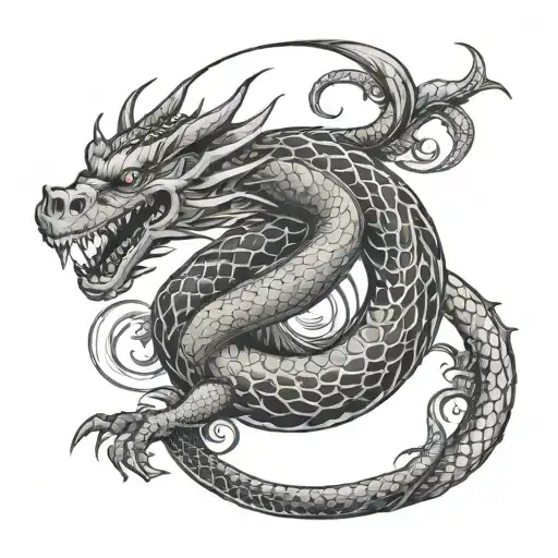 Dragon Ouroboros dragon coiling tattoo design idea