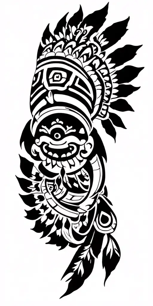 a representation of guatamalan, aztec, and native heritage  tattoo design idea
