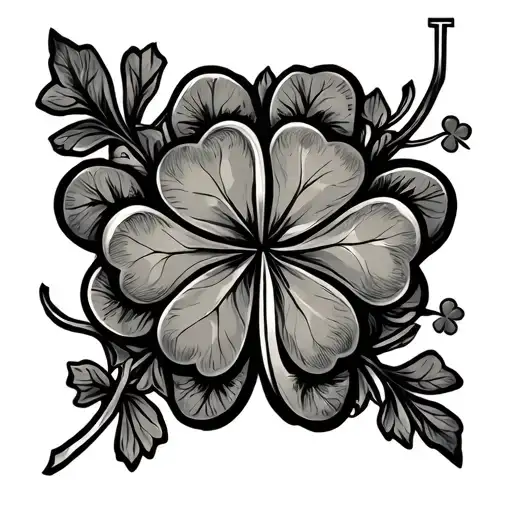 sigil luck will follow me with lucky leaf clover tattoo design idea