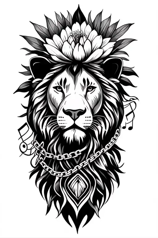 Protea, Sunrise, Ocean, Hibiscus, Lion, music, chain, trust tattoo design idea