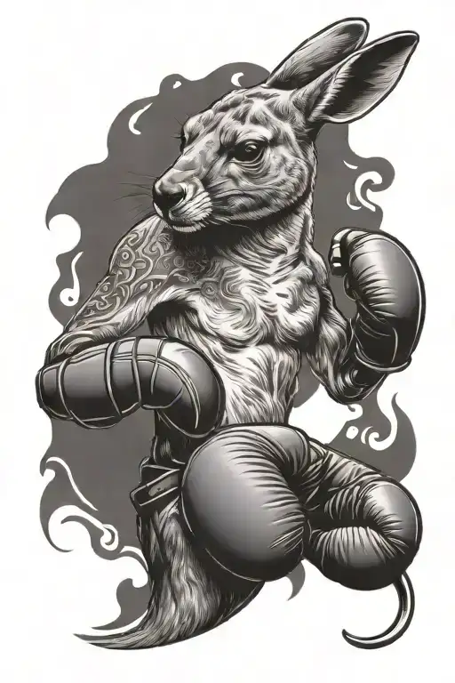 kangaroo and boxing gloves tattoo design idea