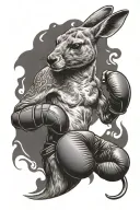 kangaroo and boxing gloves tattoo design idea