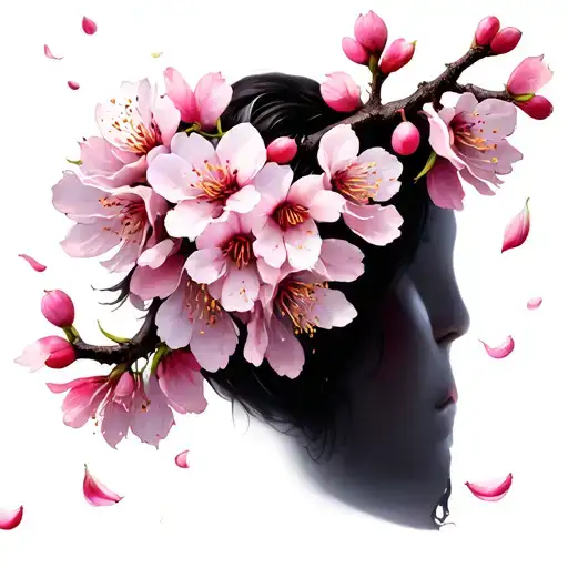 Cherry Blossom Branch with Falling Petals – Represents letting go of the past and embracing change. tattoo design idea