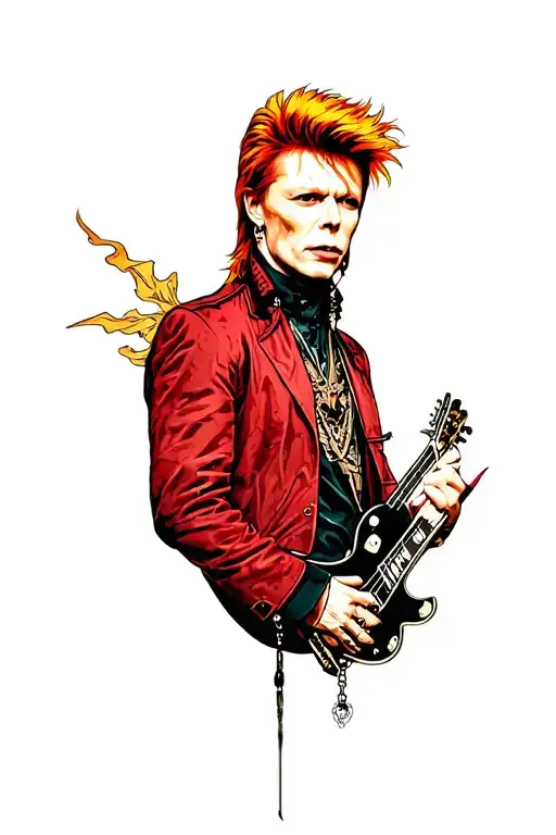 neo traditional style tattoo of david bowie tattoo design idea