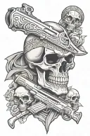 gun, bandana, skull, reaper tattoo design idea