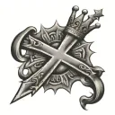 cross with sun ray and crown tattoo design idea