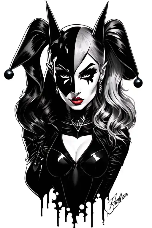 Harley Quinn y Anubis tattoo design idea