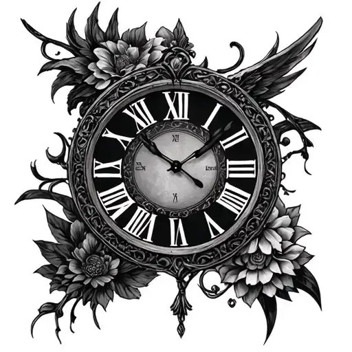 Roman numeral and time clock and Selina Jane rsoe tattoo design idea