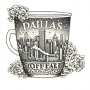 dallas skyline on coffee cup with steam rising tattoo design idea