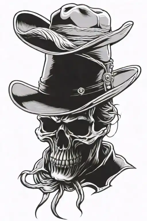skull, cowboy tattoo design idea