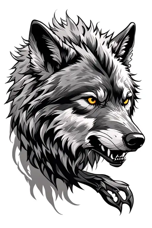 dangerous dire wolf tattoo design idea