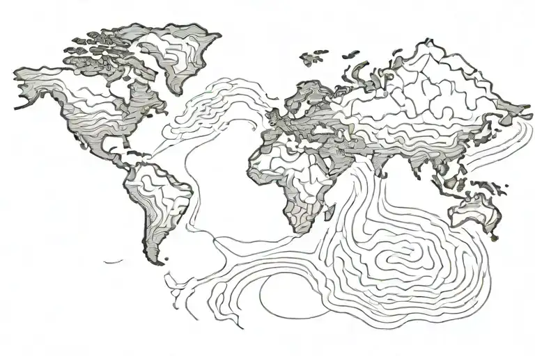 huge topographic heightlines fantasy map  tattoo design idea