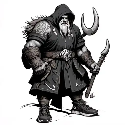 viking wearing Nikes and hoodie tattoo design idea
