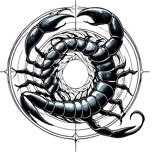 Small Scorpio in Circle of Water Style: Fine-Line or Bold Symbolic tattoo design idea