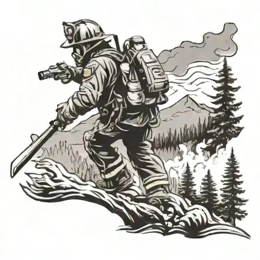 wildland Firefighter fire coming tattoo design idea