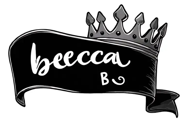 name written becca with crown hanging off the B tattoo design idea