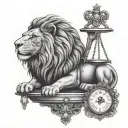 leo lion holding Libra scale tattoo design idea