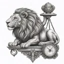 leo lion holding Libra scale tattoo design idea