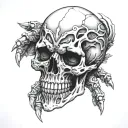he ginger biomech skull on top of hand  tattoo design idea