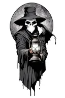 Plague doctor holding a lantern tattoo design idea