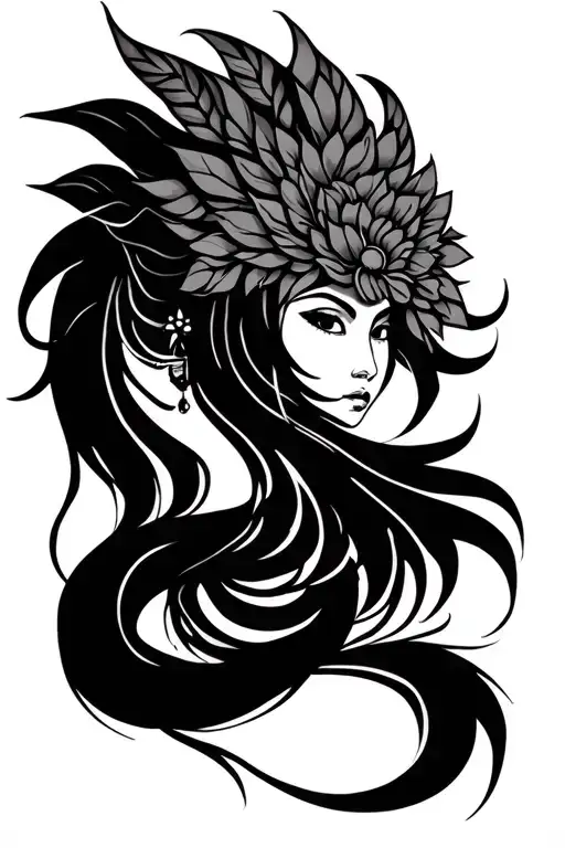 Aquarius, Hmong, female tattoo design idea