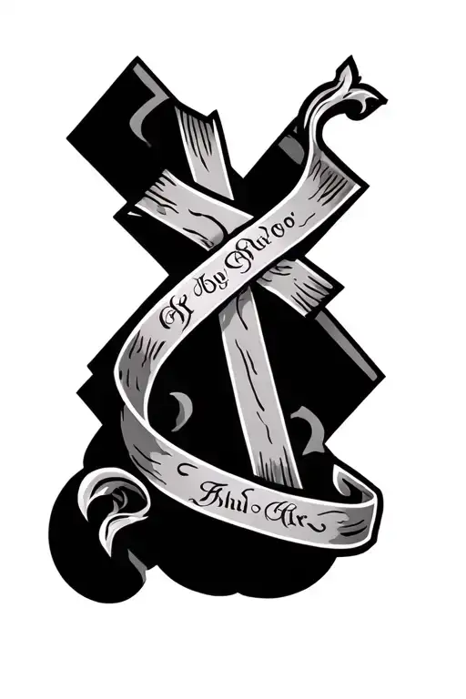 cross with banner tattoo tattoo design idea