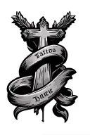 cross with banner tattoo tattoo design idea