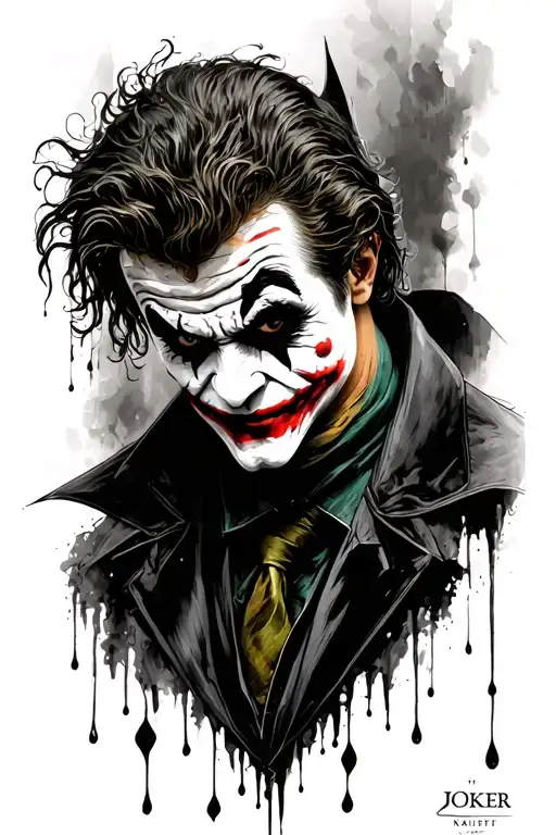 joker the dark knight , pluie de carte de joker  tattoo design idea