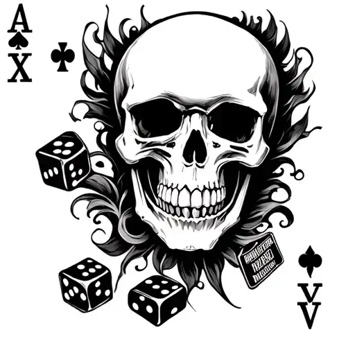 harley davidson, skulls, dice, cards tattoo design idea