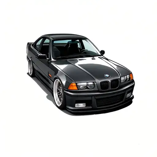 bmw e36 sedan in fair tattoo design idea