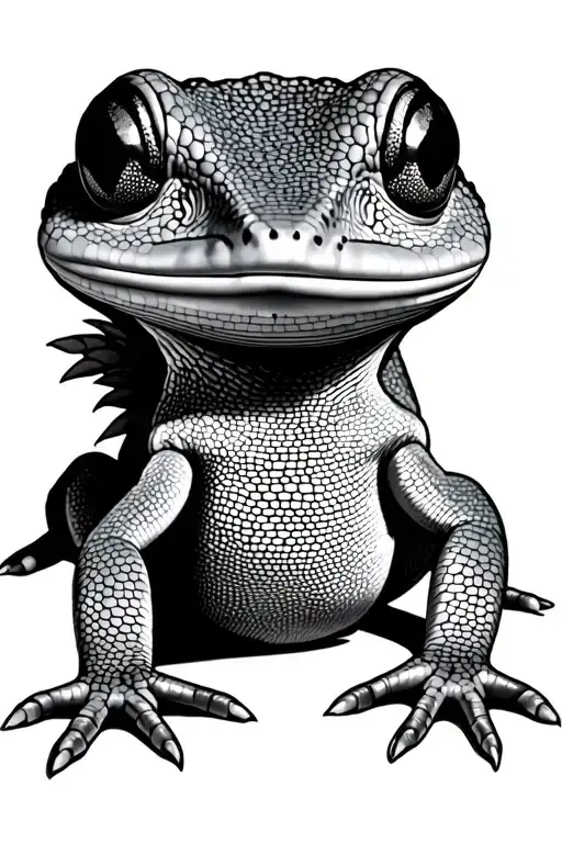 medium sized common wall gecko, not super detailed with the two front feet each having one oppositely bent toe  tattoo design idea