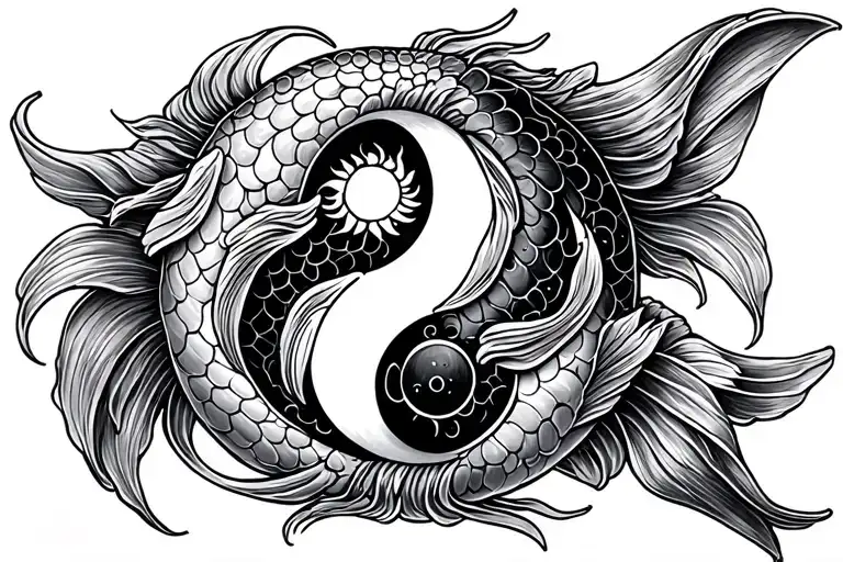koi yin yang pisces feburary this will be a chest right front shoulder piece tattoo design idea