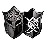 helm of awe on one side, celtic shield knot on the other tattoo design idea