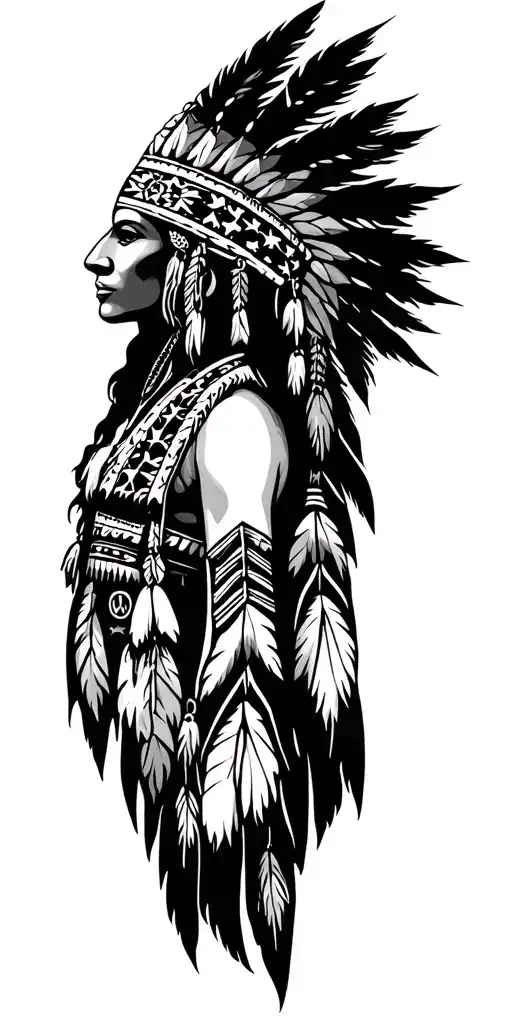 Cherokee Indian tribal with navigation and stars tattoo design idea