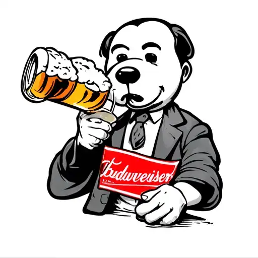 snoppy drinking budweiser tom of finland tattoo design idea