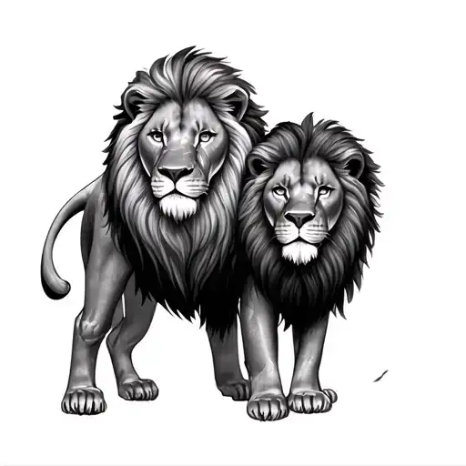 Father And Son Lion tattoo design idea