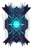 neon circuitry, futuristic geometry, space background  tattoo design idea