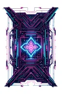 neon circuitry, futuristic geometry, space background  tattoo design idea