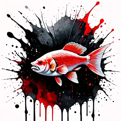 Lonely fish in the sea of ​​oil tattoo design idea