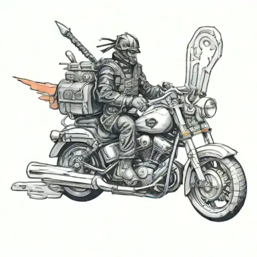 samurai e moto harley davidson tattoo design idea